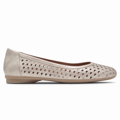 Flats Rockport Cobb Hill Maiika Woven Mulher Prateadas PT-70924